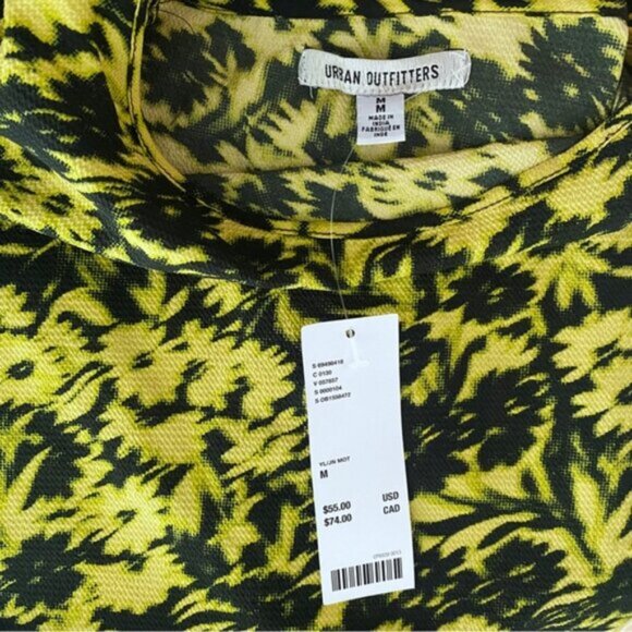 Urban Outfitters | Camille Mini Frock Dress Yellow Green Digitized Floral Medium - Picture 14 of 16